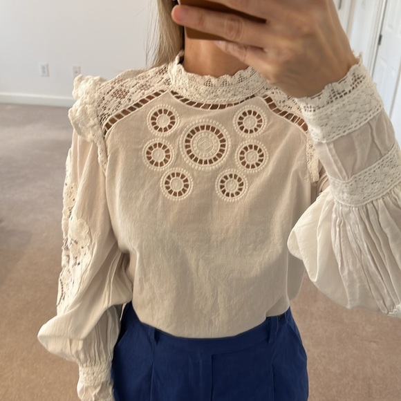 FARM Rio Romantic Embroidered Lace Blouse Size XS - Picture 5 of 8